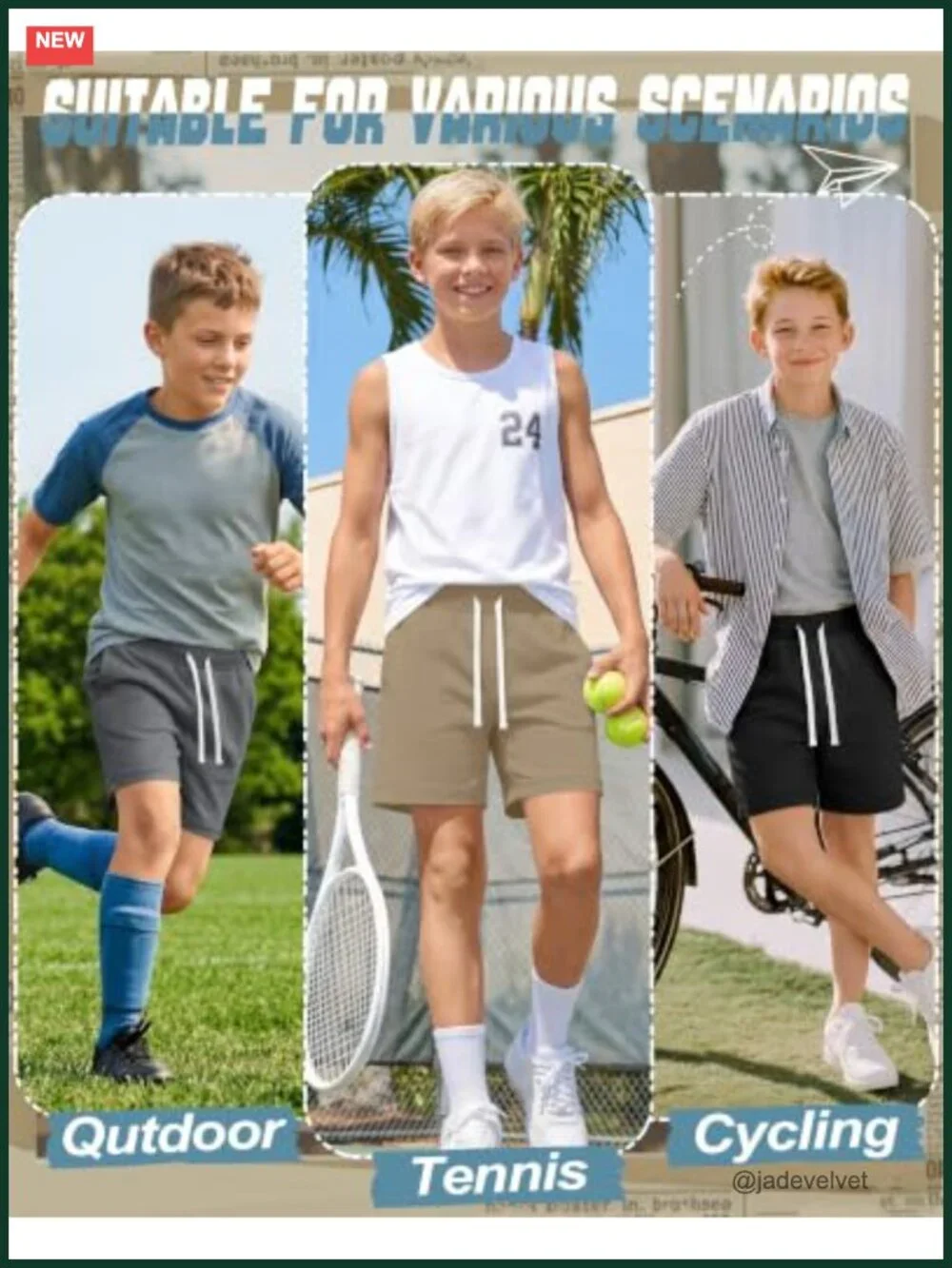 3 Pack Boys Athletic Sweat Shorts with Pockets Pull On Comfortable Casual Shorts